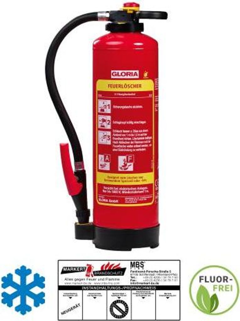 Gloria FA6 Pro 6l Fettbrand Feuerlöscher Schaum Frostsicher inkl Halterung u. Plakette