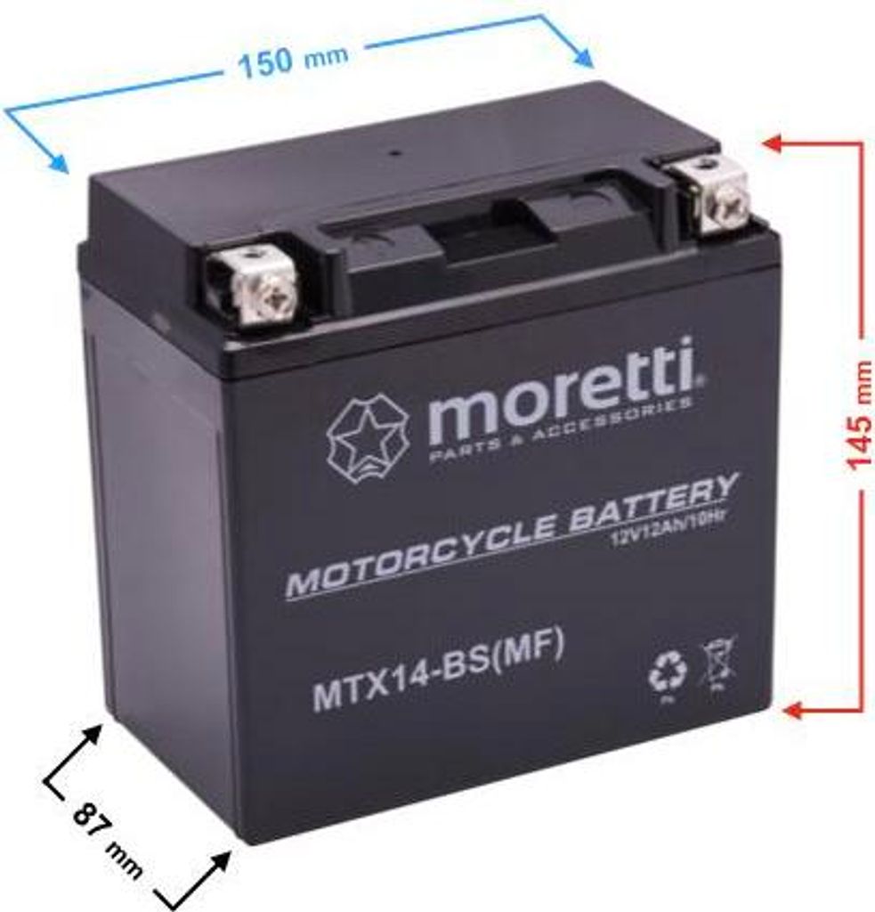Moretti AGM (Gel) MTX14-BS Batterie