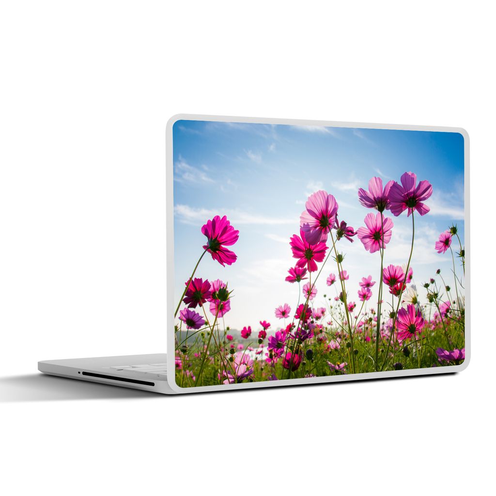 MuchoWow Laptop Aufkleber Sticker Cover Blumen - Rosa - Cosmea 32.5x23.5 cm - Sticker für Laptop - Selbstklebend