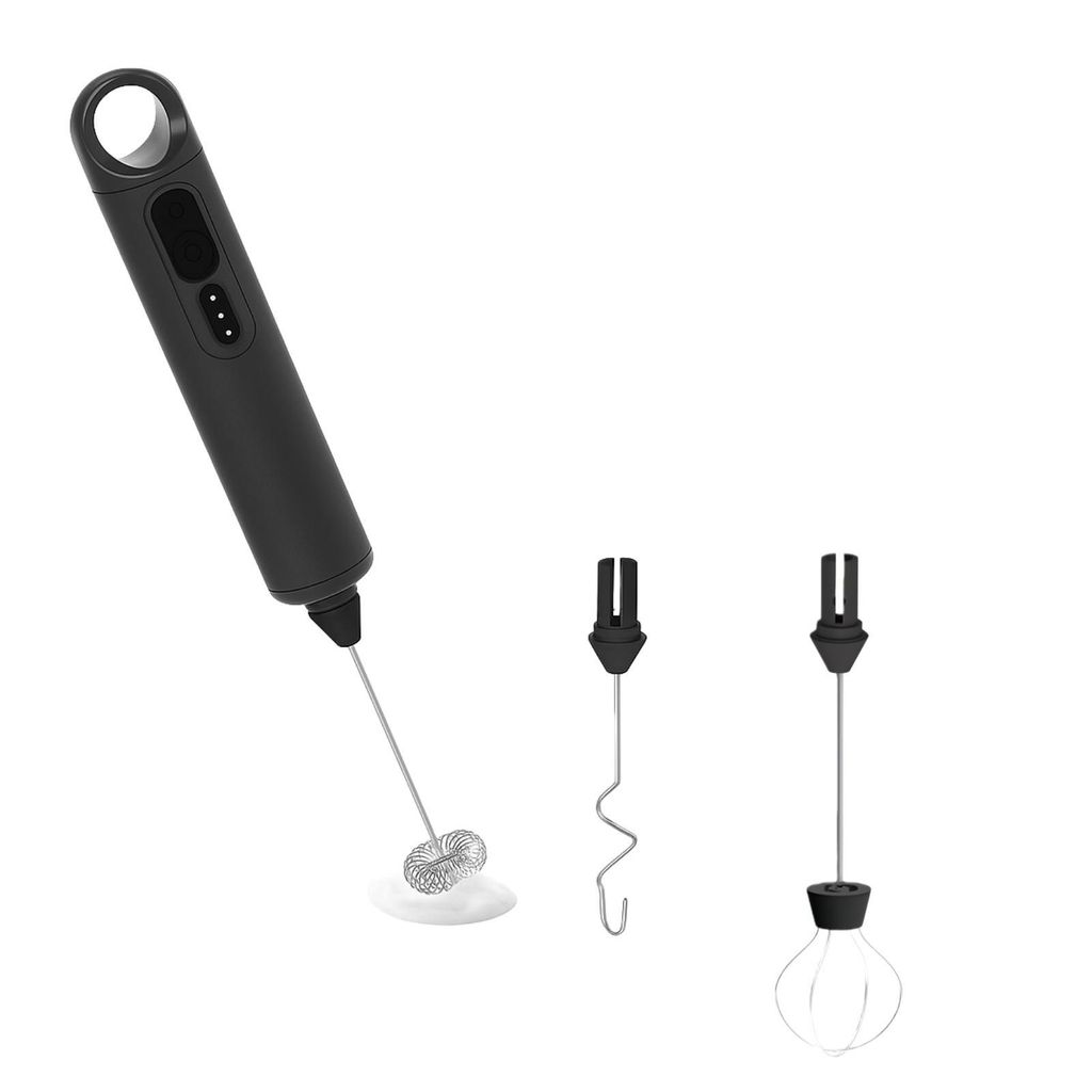 FORSMANO Elektrischer Hand-Milchaufschäumer, USB-C, 3 Aufsätze, 1500mAh Akku, Edelstahl, Tragbar, leicht zu reinigen, 6500 U/min