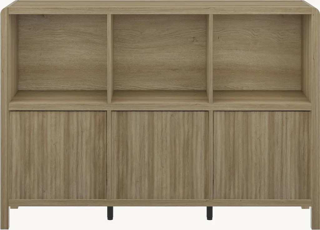Buffet Lukkodso 6 Compartiments Chêne Rustique, Meuble Faible Profondeur - 8