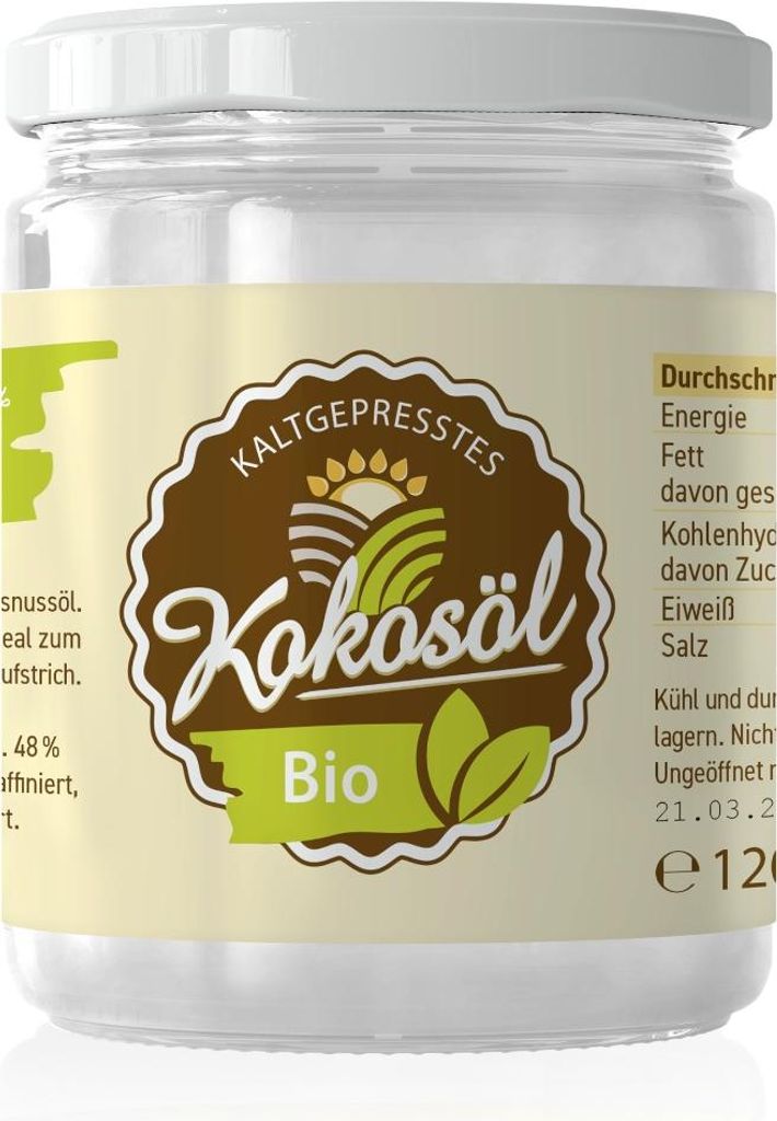 LaFiNa Kokosöl 120g | Nativ kaltgepresst erste Pressung | 48% Laurinsäure Rohkostqualität | Vegan Probiergröße Kokosfett