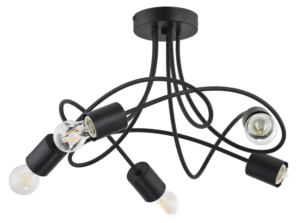 Lustre TARGO Noir 5xE27 : Éclairez Enfin Vos Grandes Pièces Sombres