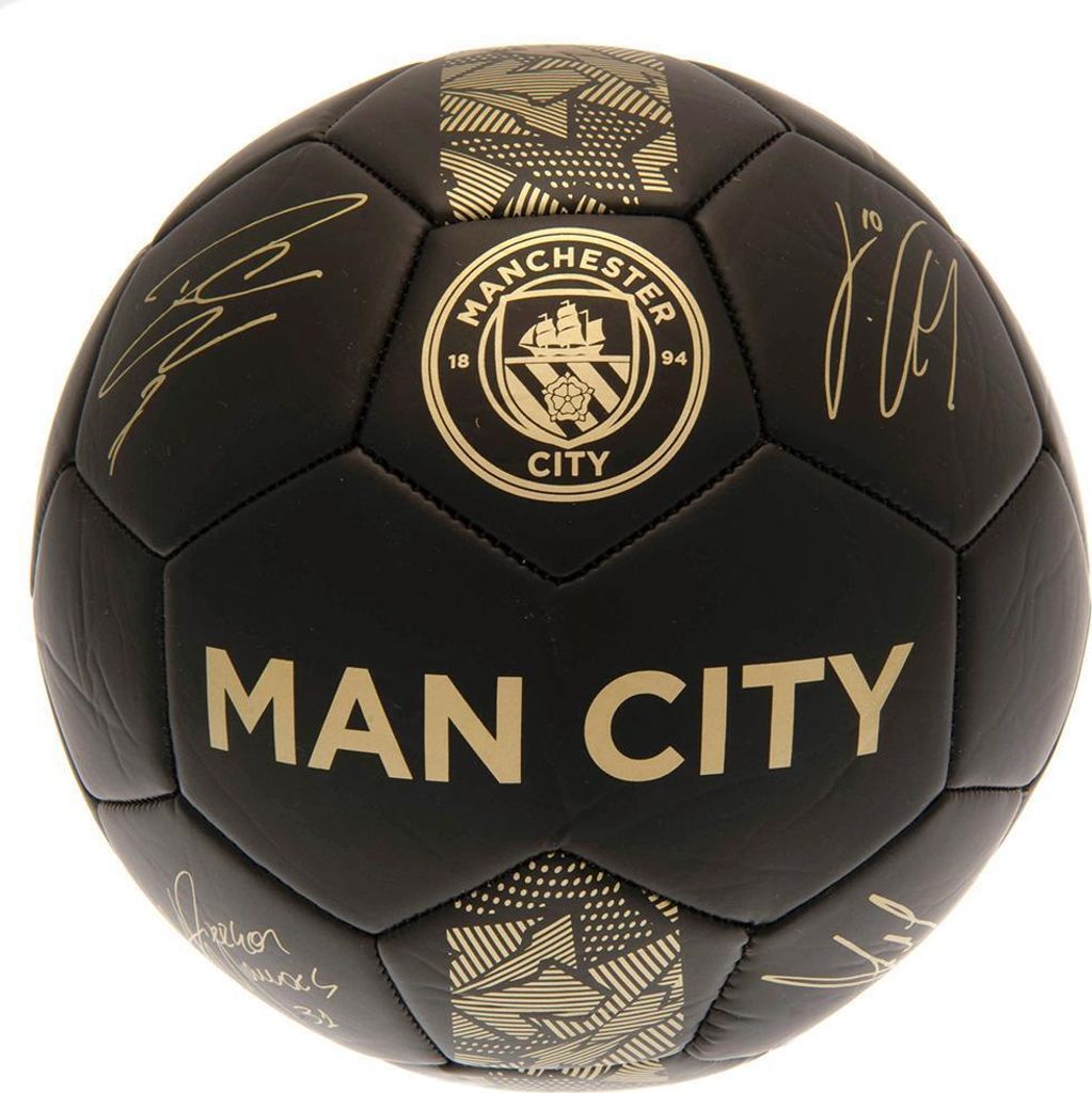 Manchester City FC - "Phantom" Fußball mit Unterschriften TA8812 (5) (Schwarz/Gold)