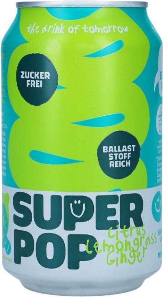 Super Pop Citrus Lemongras Ginger zuckerfrei 330ml Produktbild 