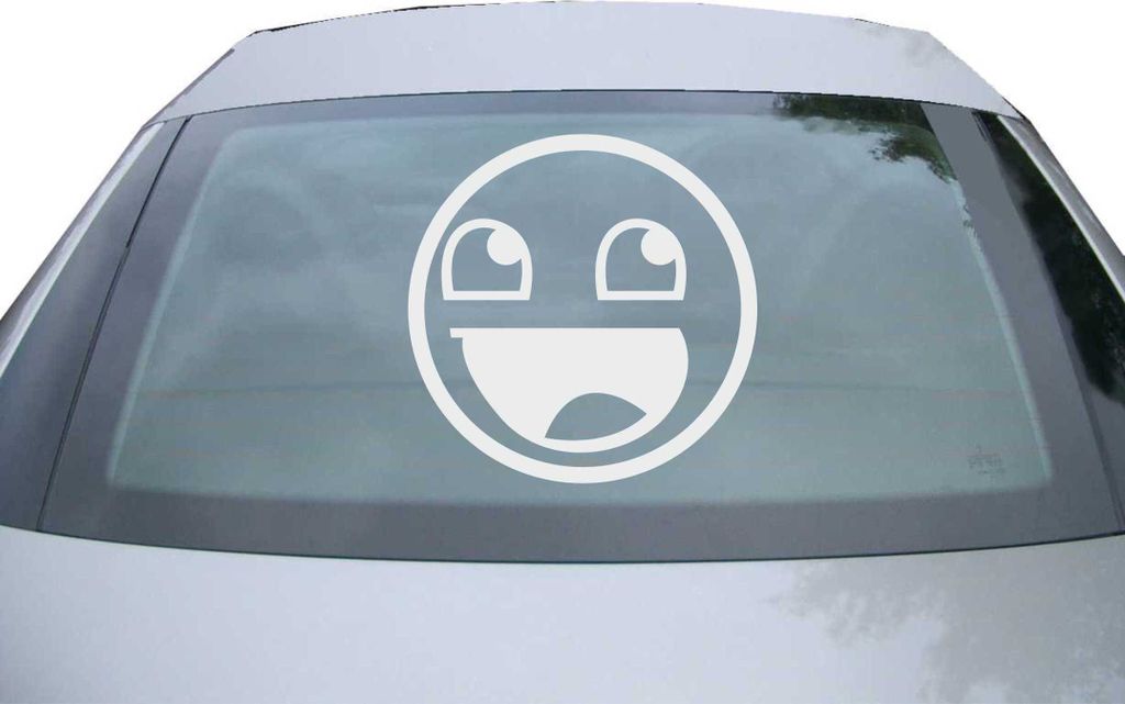 Indigos UG - Aufkleber Heckscheibe & Motorklappe DE2082 - silber - 600x600 mm - JDM SMILEY FACE - Auto Scheiben Fenster Heckklappe Tuning Racing JD...