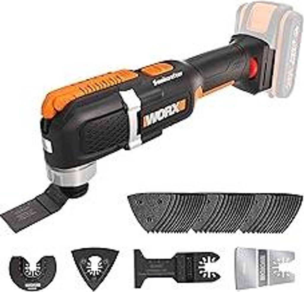 WORX WX696.9 Akku-Multifunktionswerkzeug – Elektrisches 20V Werkzeug zum Schneiden, Sägen, Schleifen & mehr – Ohne Akku & Ladegerät