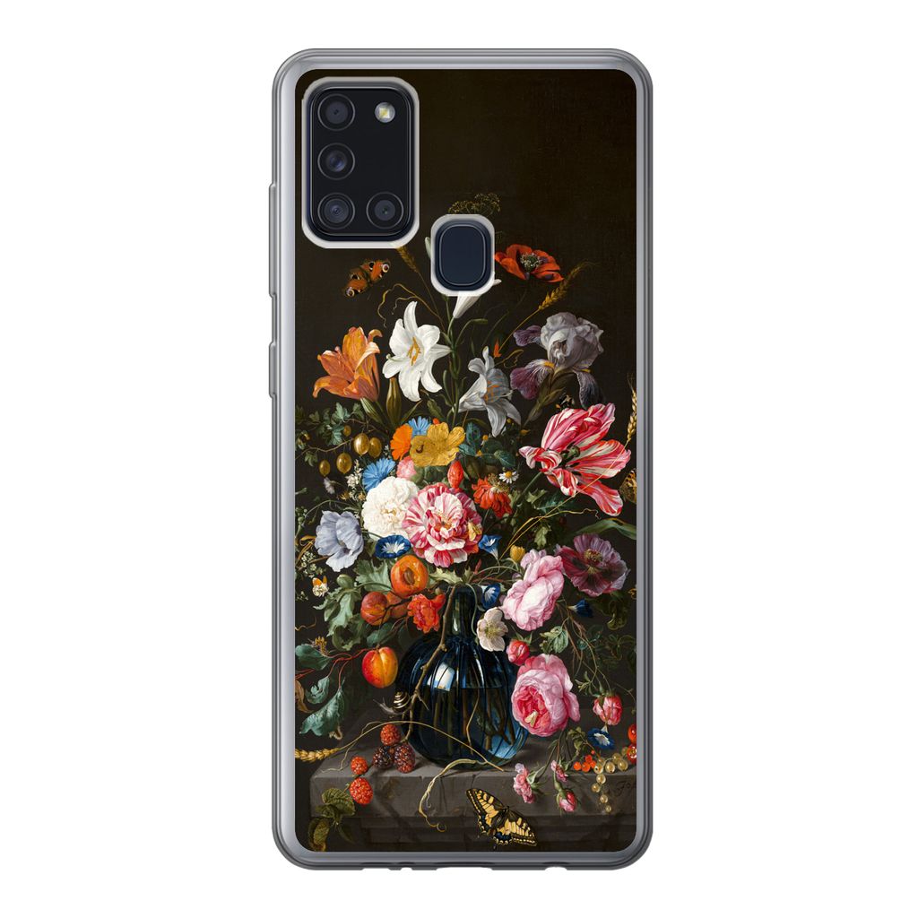 MuchoWow Handyhülle Schutzhülle Hülle für Samsung Galaxy A21s Vase mit Blumen - Jan Davidsz de Heem - Kunst Silikon Softcase Handy Hülle - H...