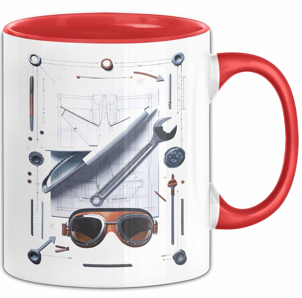 Flugzeugmechaniker Tasse Geschenk Lustige Geschenkidee Spruch Für Luftfahrt Techniker (Rot)