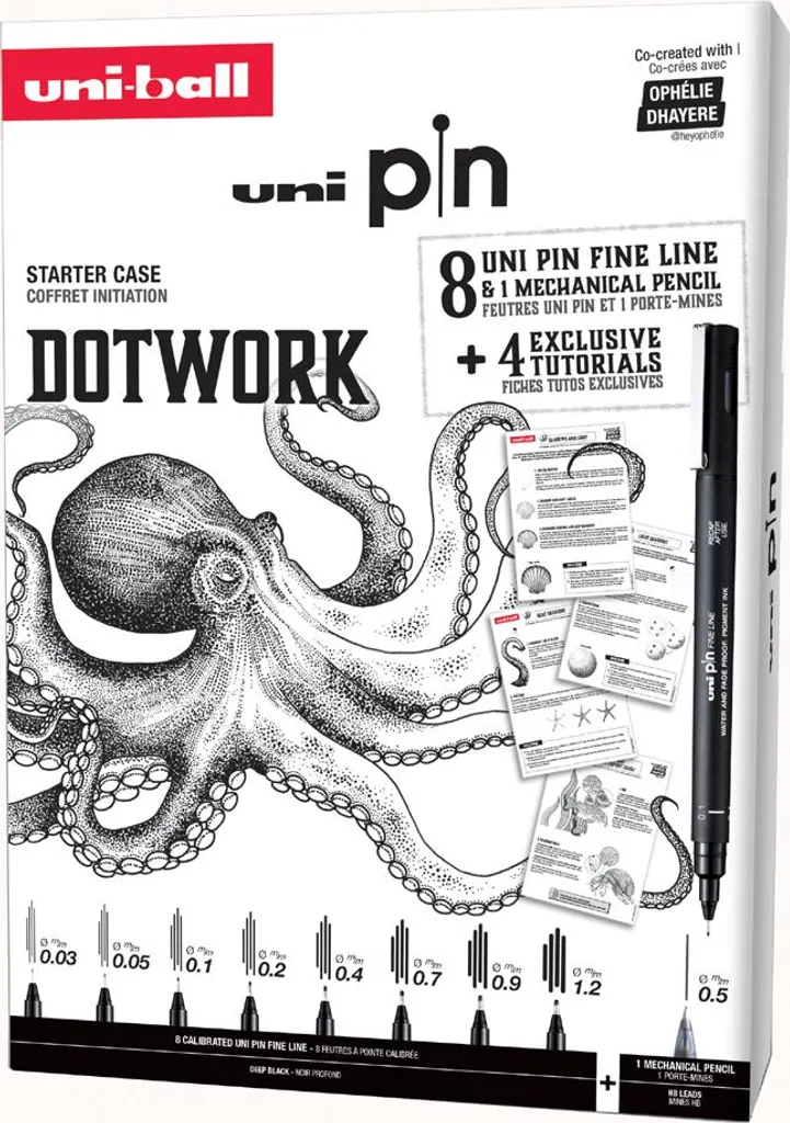 uni-ball DOTWORK starter set uni pin valigetta da 9 pezzi