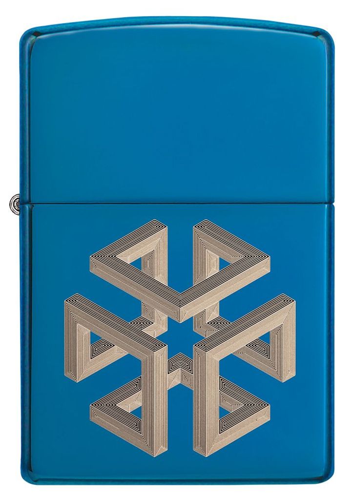 ZIPPO - Isometric Box Design - Blue High Polished Poliert Blau Sturmfeuerzeug nachfüllbar Benzin Kunst 60005099