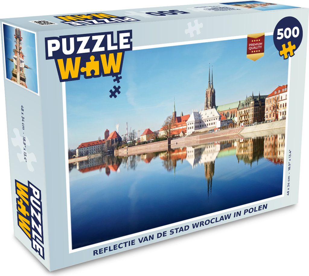 MuchoWow Puzzle 500 Teile Spiegelung der Stadt Wroclaw in Polen - 500 Teile - Kinder - Selberbauen - Puzzlespiele