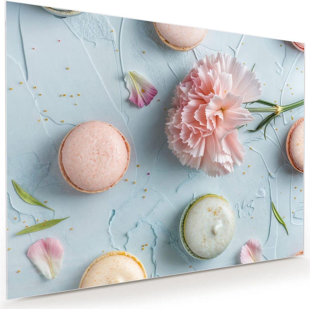 Glasbild 120x90cm in XXL für Wohnzimmer, Schlafzimmer Motiv Französische Macarons