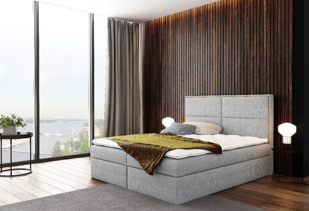 Polsterbett Gery grau 160 + gratis Matratzenauflage