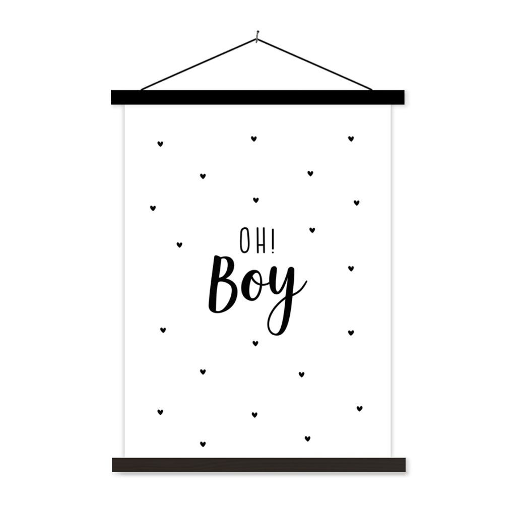 MuchoWow Textilposter Zitate - Kind - Jungen - Oh! Junge - Sprichwörter 60x80 cm mit schwarzem Rahmen - Plakathalter