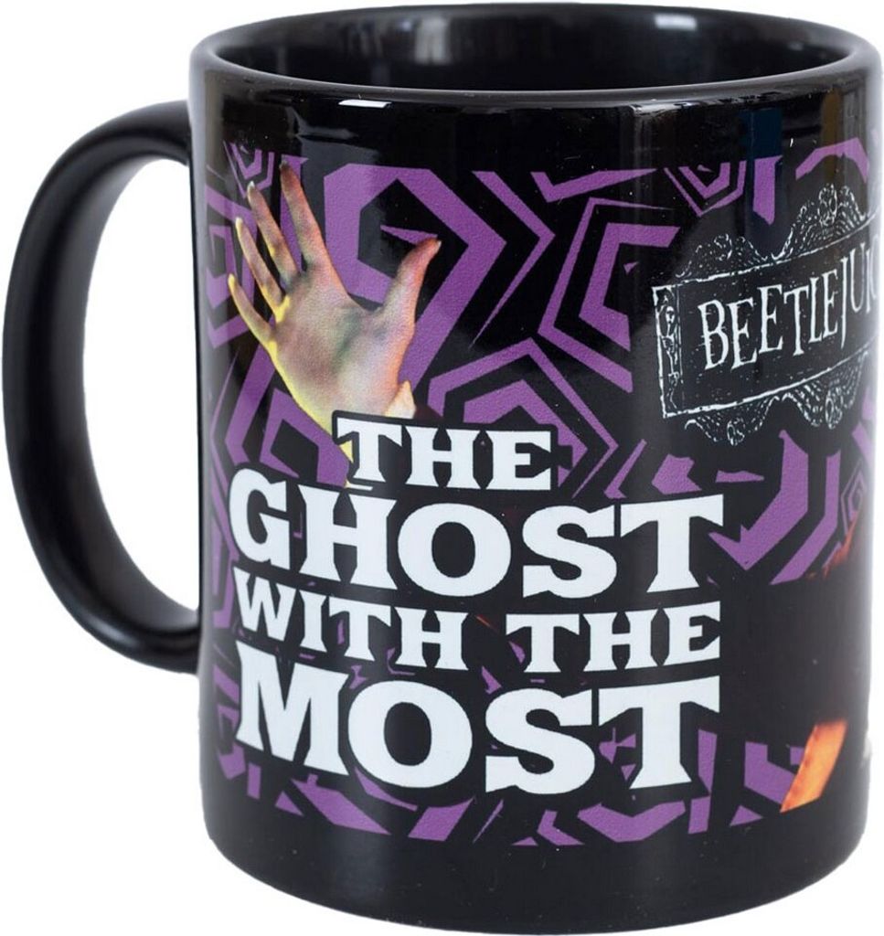 Beetlejuice - Kaffeebecher "The Ghost With The Most", Keramik TA12824 (Einheitsgröße) (Schwarz/Weiß)