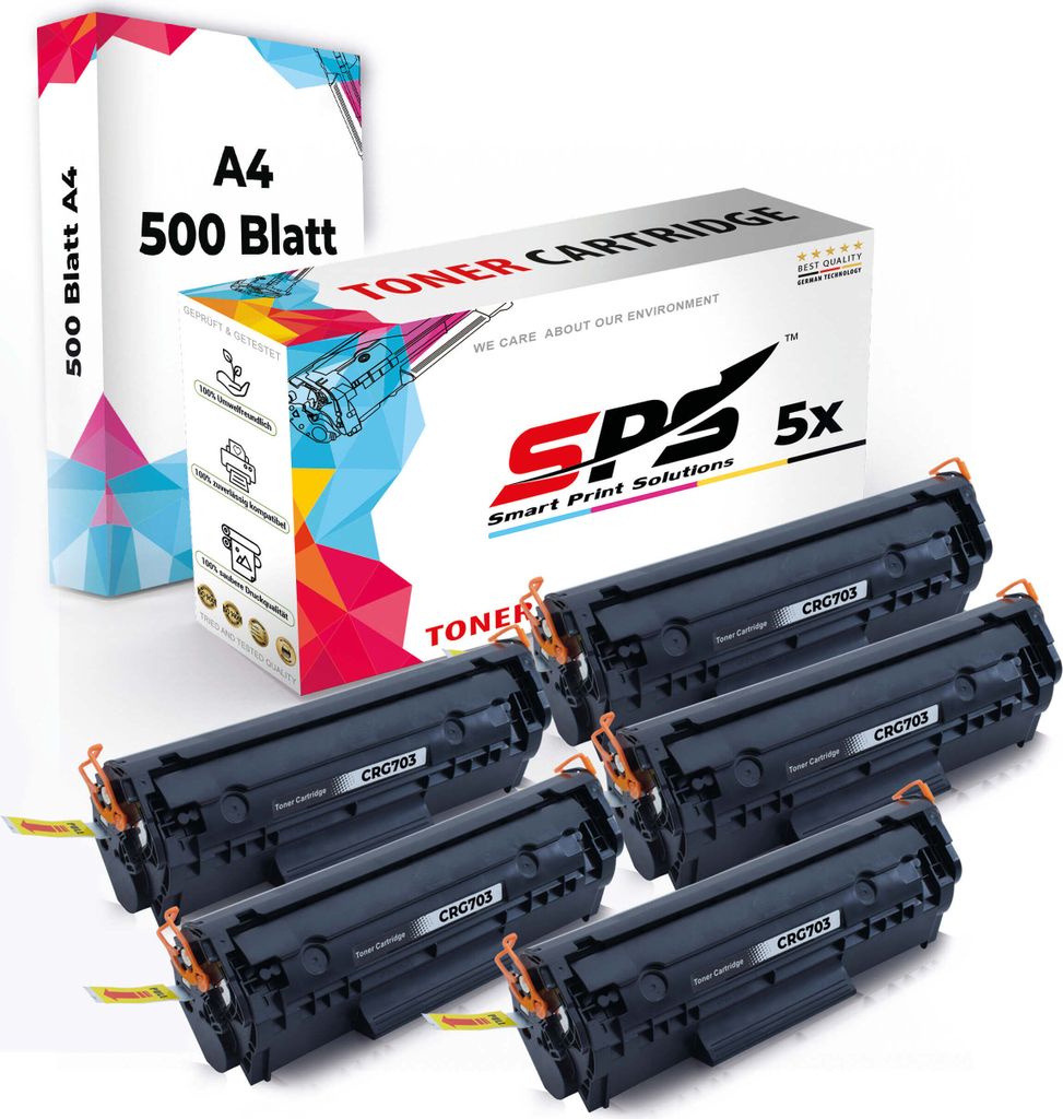 Druckerpapier A4 + 5x Multipack Set Kompatibel für HP LaserJet 3015 AIO (7616A005/703) Toner-Kartusche Schwarz 2XL 3000 Seiten