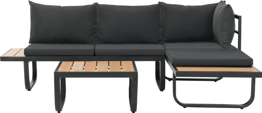 vidaXL 2-tlg. Garten-Ecksofa-Set mit Auflagen Aluminium WPC Produktbild 