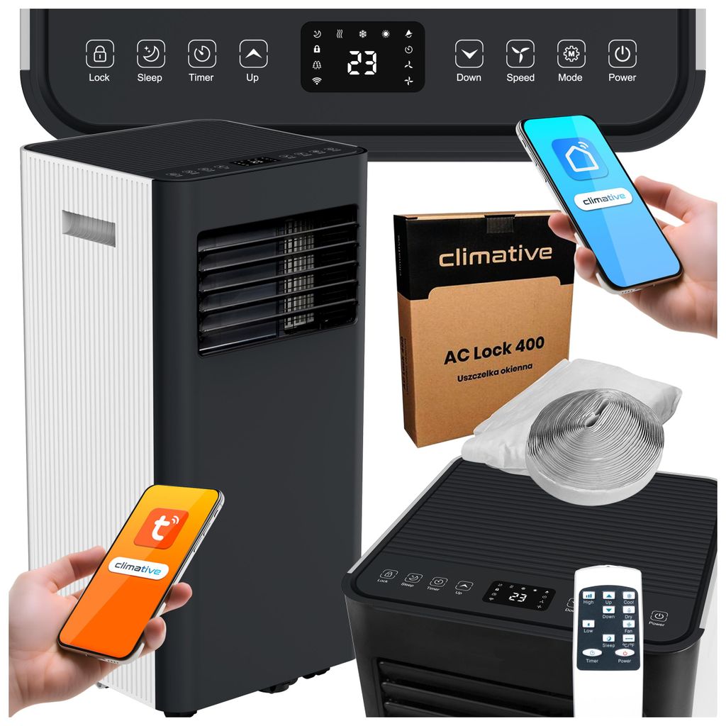 Klimatyzator Przenośny Climative DUO 3kW 3w1 30 m2 WiFi Zdjęcie produktu 