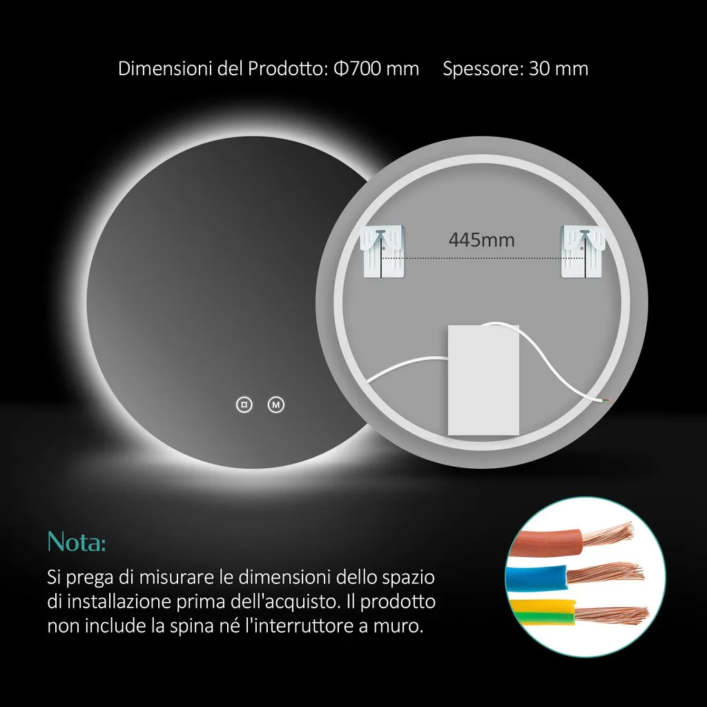 Specchio Smart LED EMKE 70cm | Touch Dimmable & Memory Function - 6