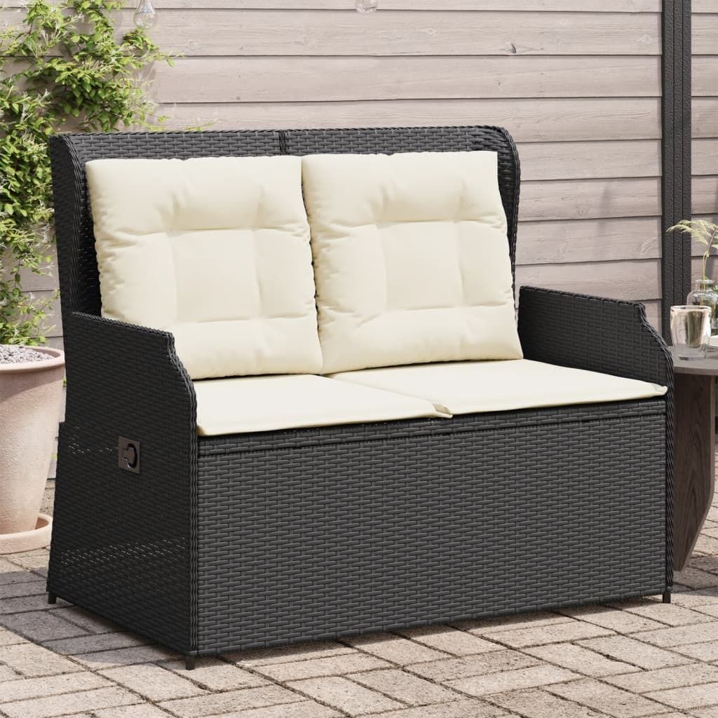 Maison Exclusive - Gartenbank Verstellbar mit Kissen Schwarz Poly Rattan