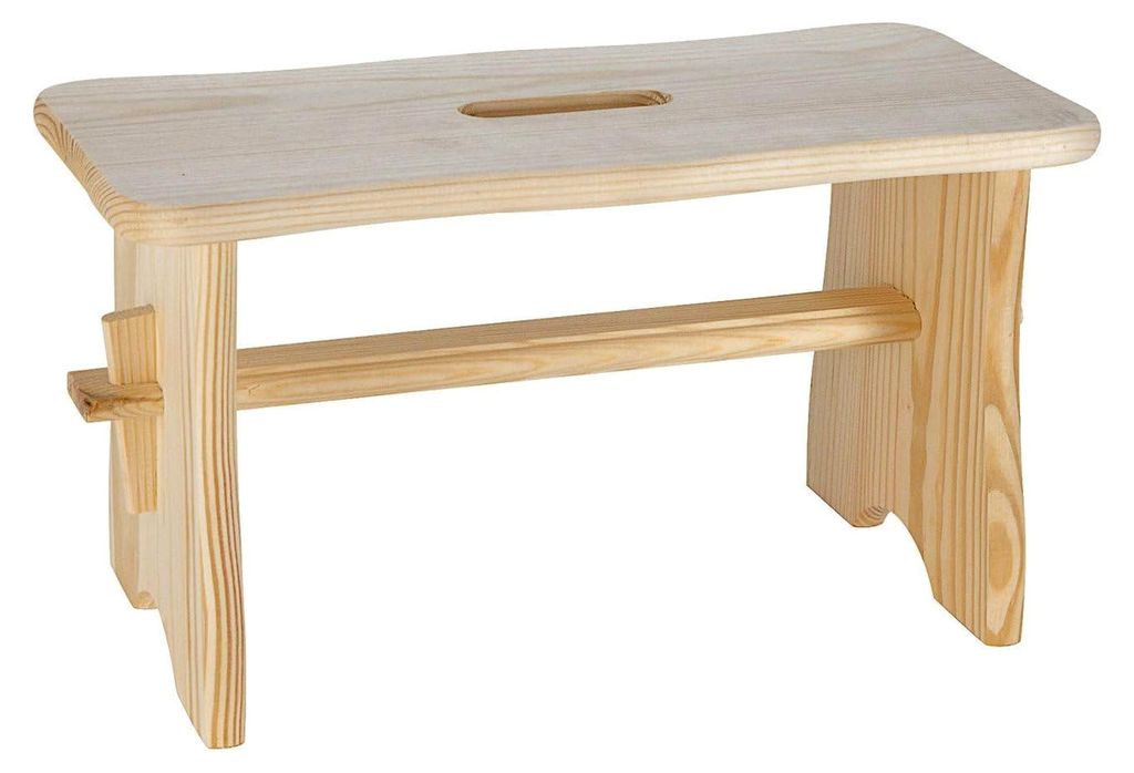 Stabile Fußbank aus massivem Kiefernholz, 39 cm breit, 21 cm tief, 19 cm hoch