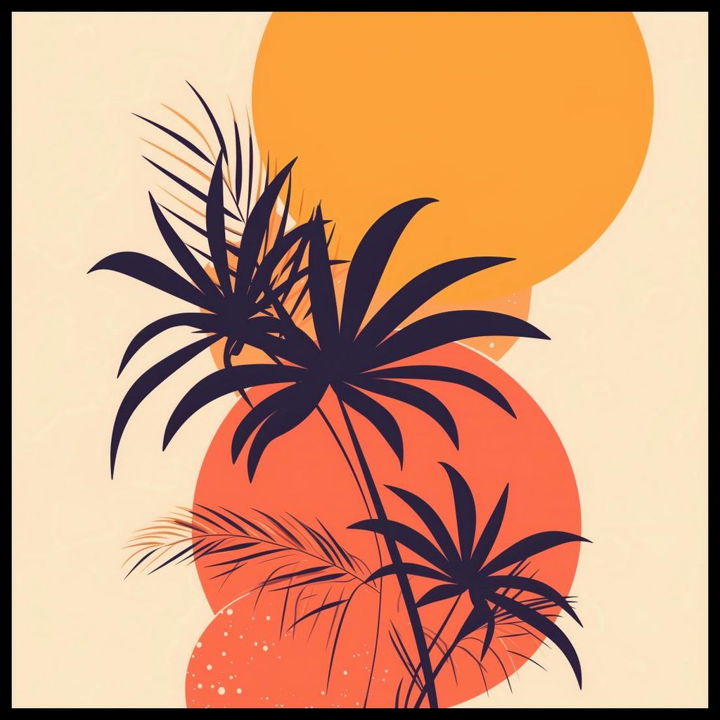 Poster 60x60cm Tropischer Sonnenuntergang