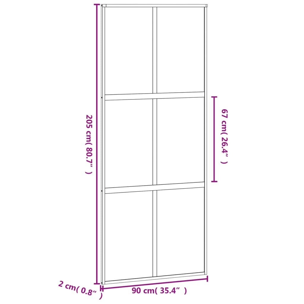 vidaXL Schiebetür Weiß 90x205 cm Hartglas und Aluminium Produktbild 2