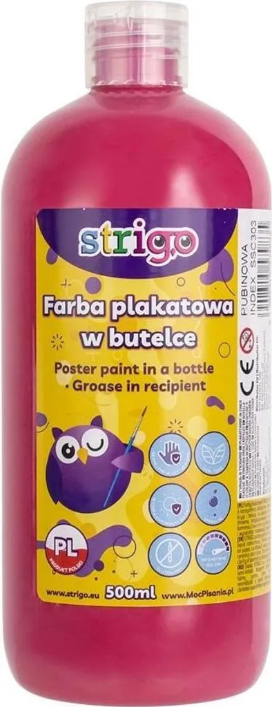 Bottiglia 500ml Tempera Rubino STRIGO Vernice Opaque per Cartellonistica