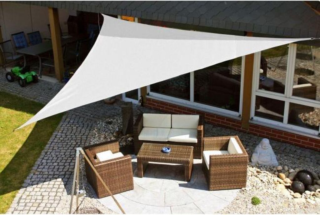 EDUPLAY 160075 Sonnenschutz Sonnensegel, 5x5x5m, Dreieck, weiß