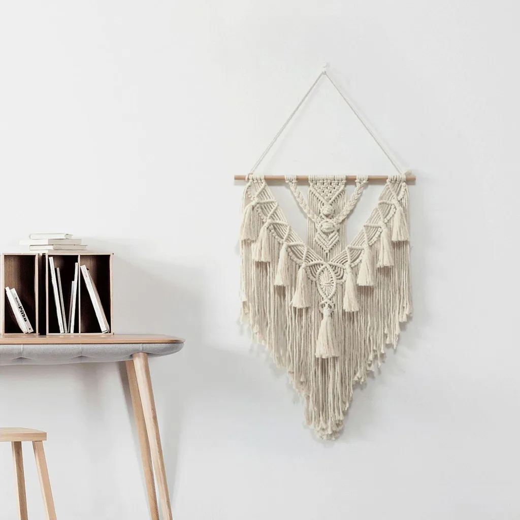 Macramè appeso alla parete arazzo decorazione murale boho chic bohemien tessuto decorazione della casa, 55cmx70cm - 4