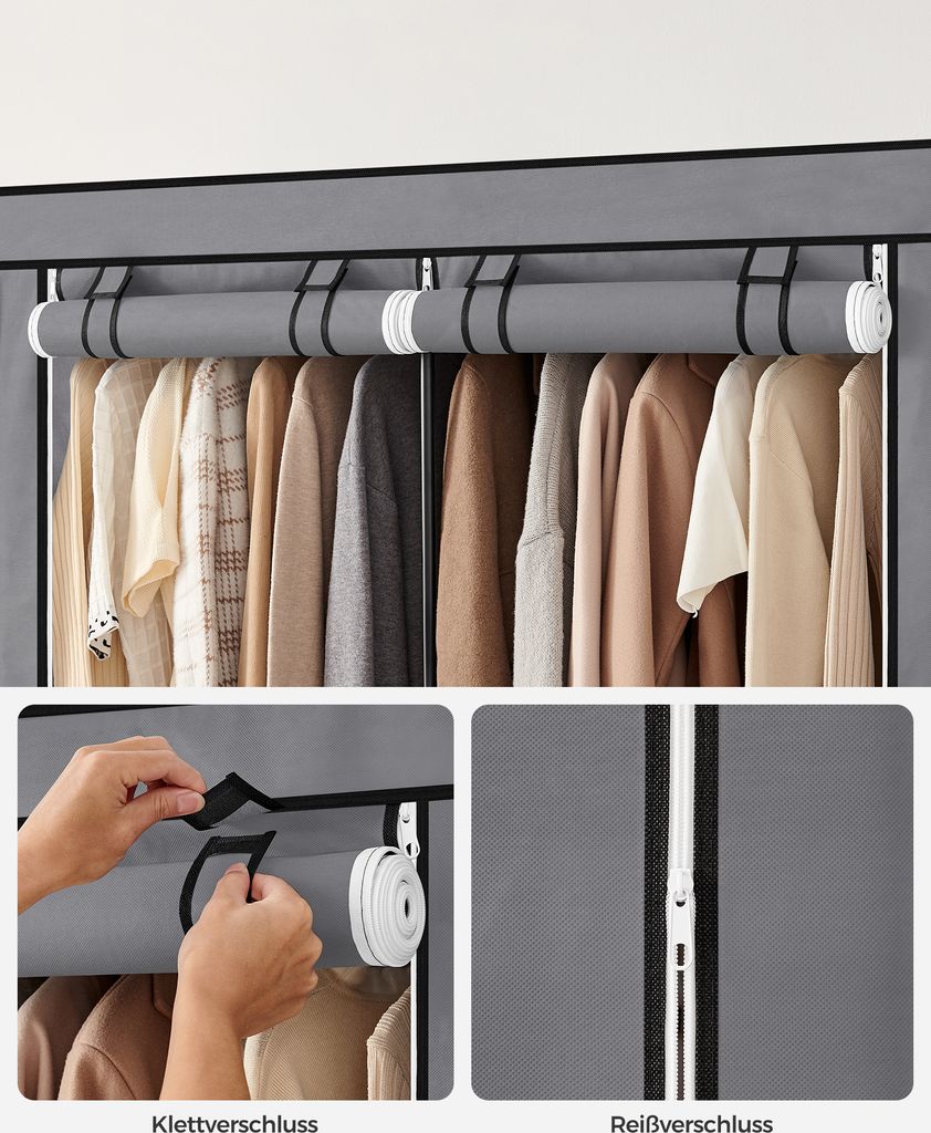 SONGMICS Stoffschrank, Kleiderschrank, 2 Hängefächer, mit Produktbild 8
