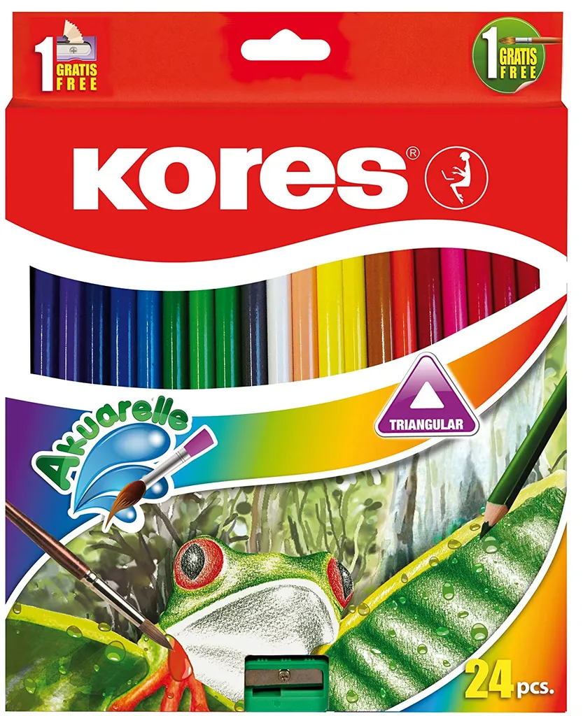 Crayons aquarellables ergonomiques contre la fatigue manuelle - 24 coul.