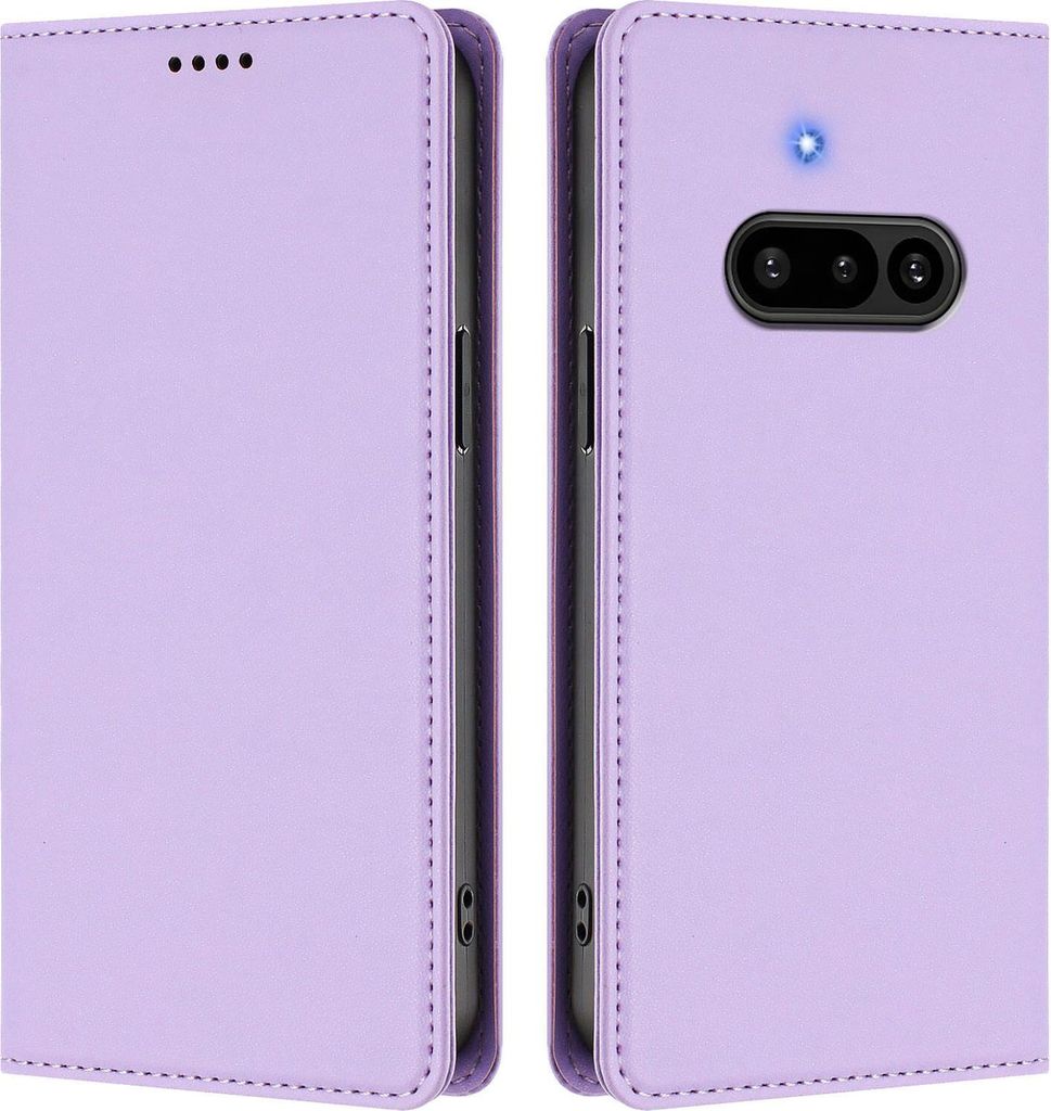 Handyhülle für Nothing Phone 3A, Kunstleder Klapphülle Stoßfeste Magnetische Hülle mit Ständer Violett