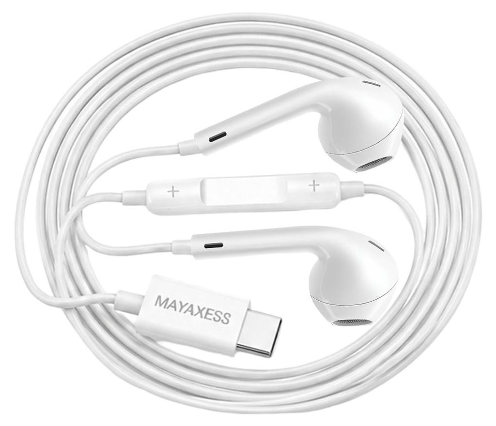 Mayaxess, USB-C Kabelkopfhörer mit Mikrofon für Galaxy Z Flip 5, Weiß