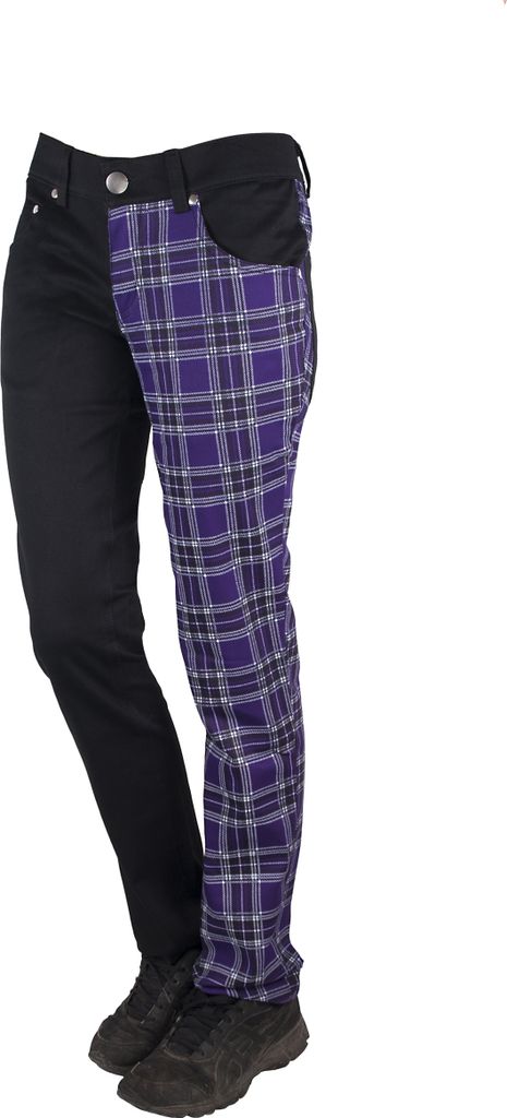 Rock Rag - Tartan, Frauenhose Schwarz/Lila im Slim-Fit-Style