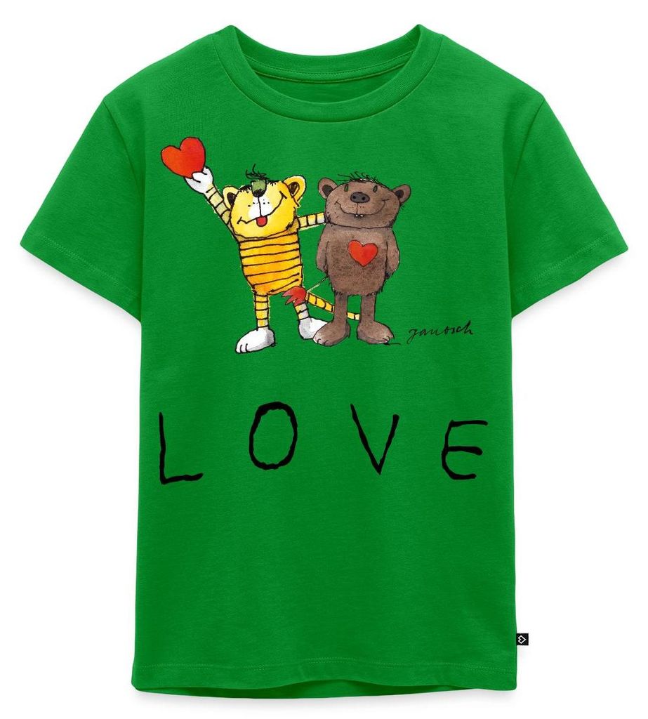 Spreadshirt Janosch Bär Tiger Love Liebe Kinder Premium T-Shirt, 122/128 (6 Jahre), Grün