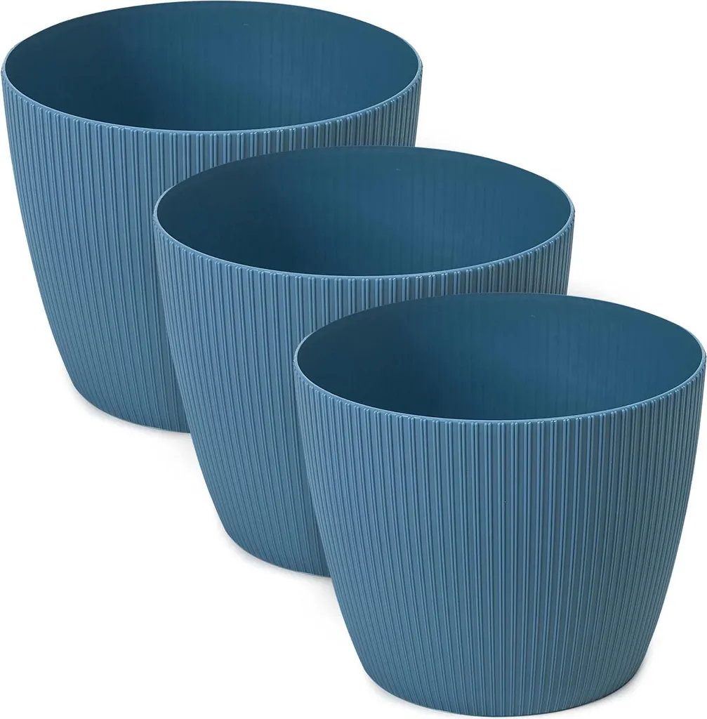 Petit pot de fleurs mat bleu marine 11 cm - Set de 3 avec finition premium