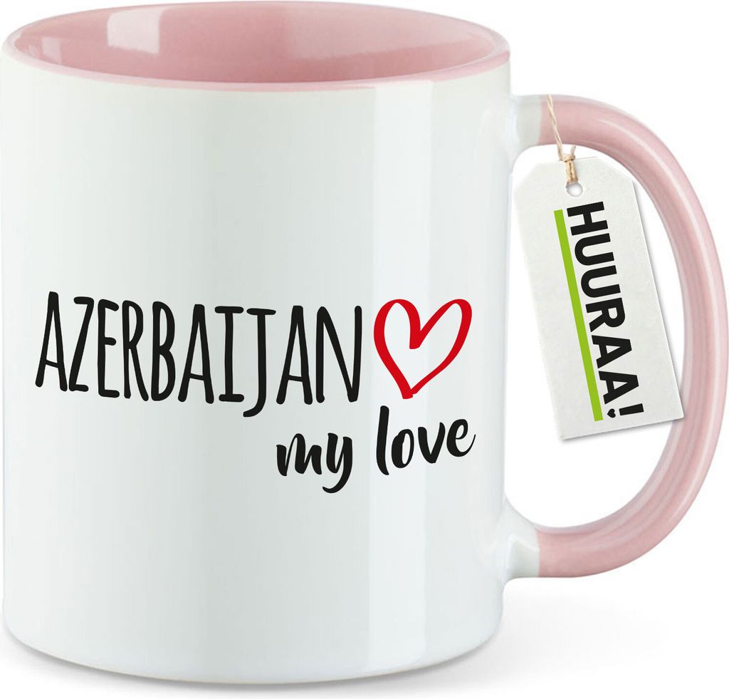 Huuraa Kaffeetasse Azerbaijan my love 330ml Rosa Keramik Kaffeebecher Geschenkidee