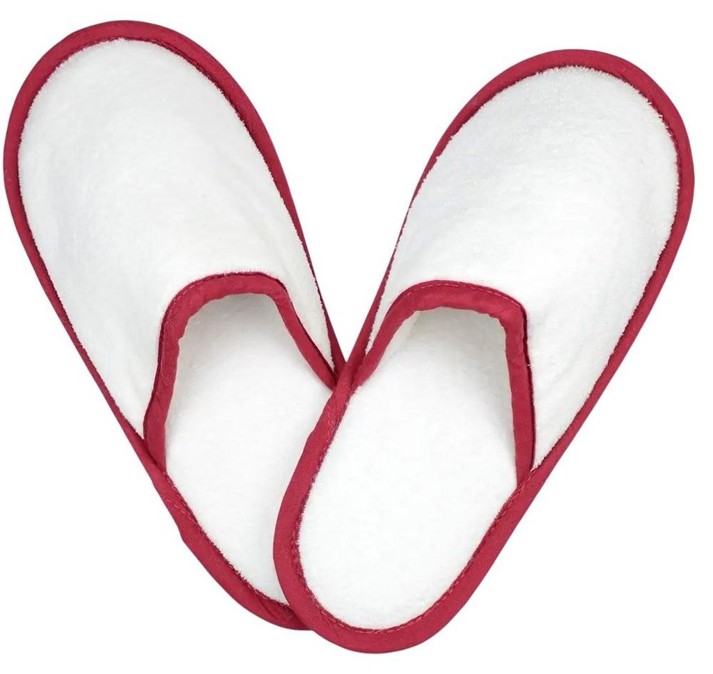 The One Towelling - Hausschuhe für Herren/Damen Uni LT4882 (38,5 EU) (Weiß/Burgunderrot)