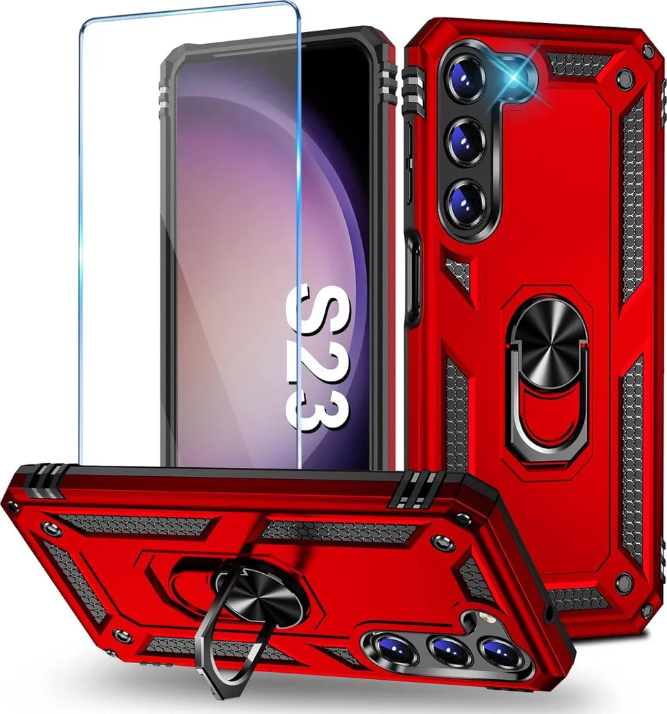 Coque Samsung S23 5G Rouge Idéale Extérieur avec Verre Trempé Inclus