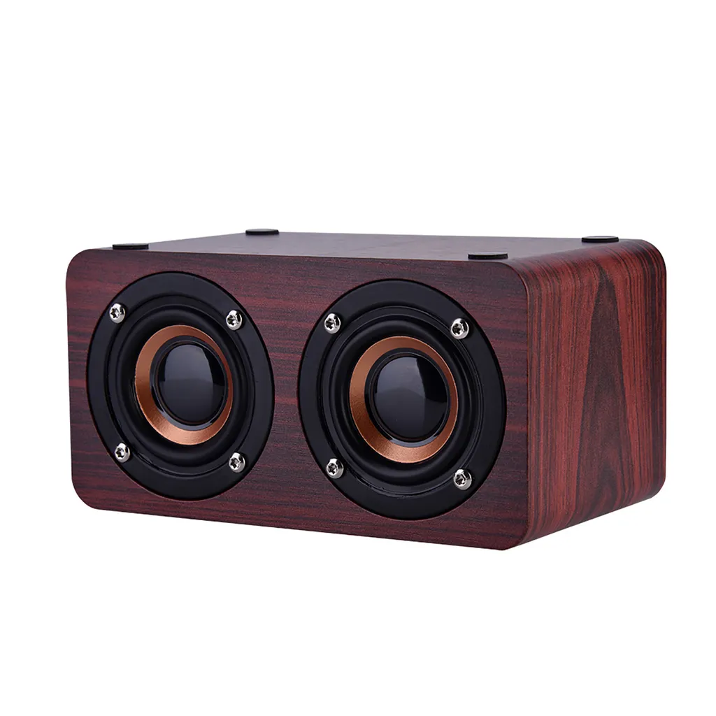 Mini Altoparlante Bluetooth Legno Rosso - Speaker Stereo Wireless Retrò