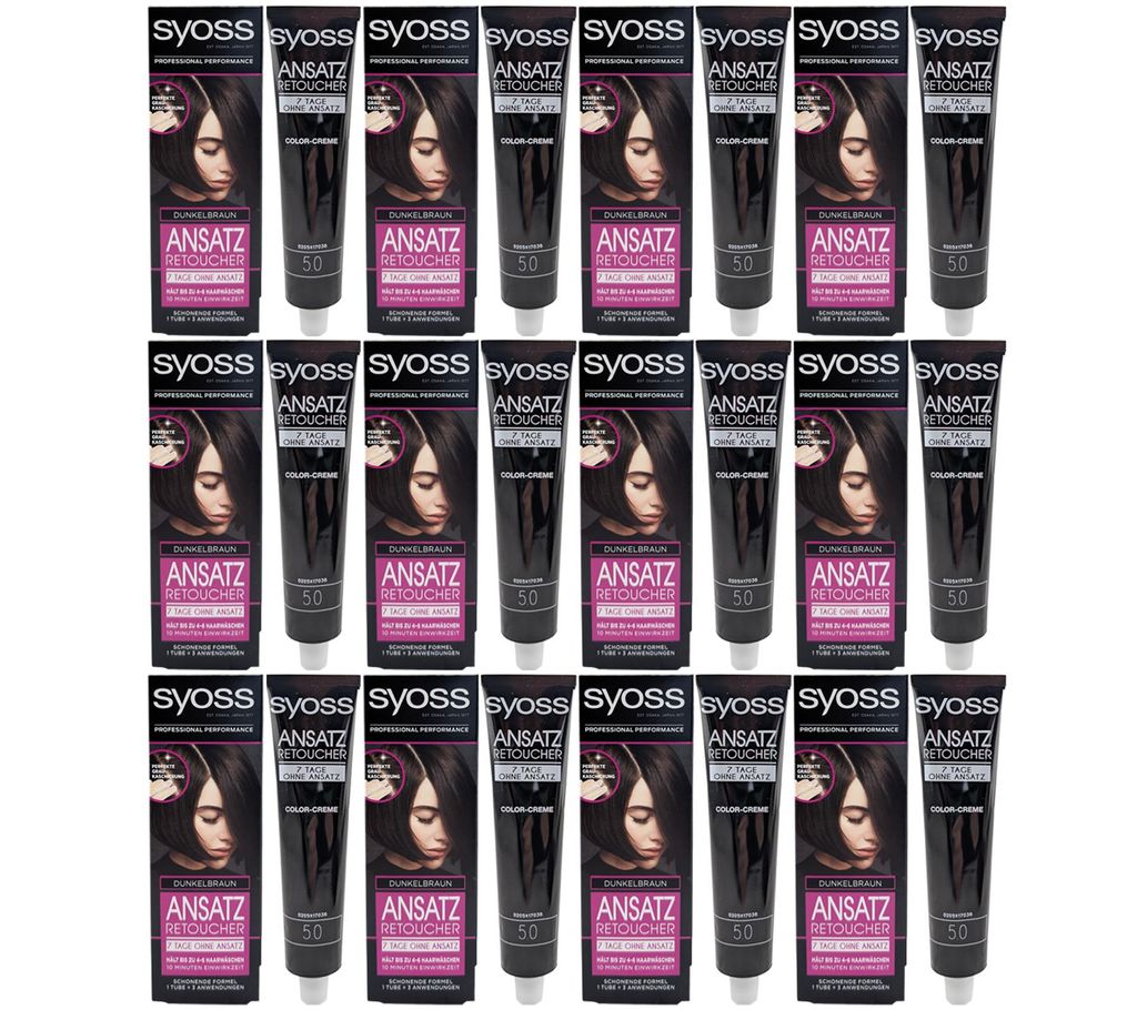 Syoss Ansatz Retoucher DUNKELBRAUN 12x 60ml für 3 Anwendungen 7 Tage ohne Ansatz