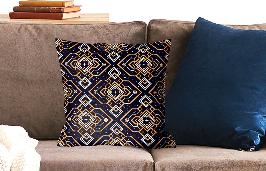 MuchoWow Zierkissen Sofakissen Wohnzimmer Dekokissen 45x45 cm Muster - Linie - Orange - Jahre 20s - Schlafpolster - Polster für das Sofa