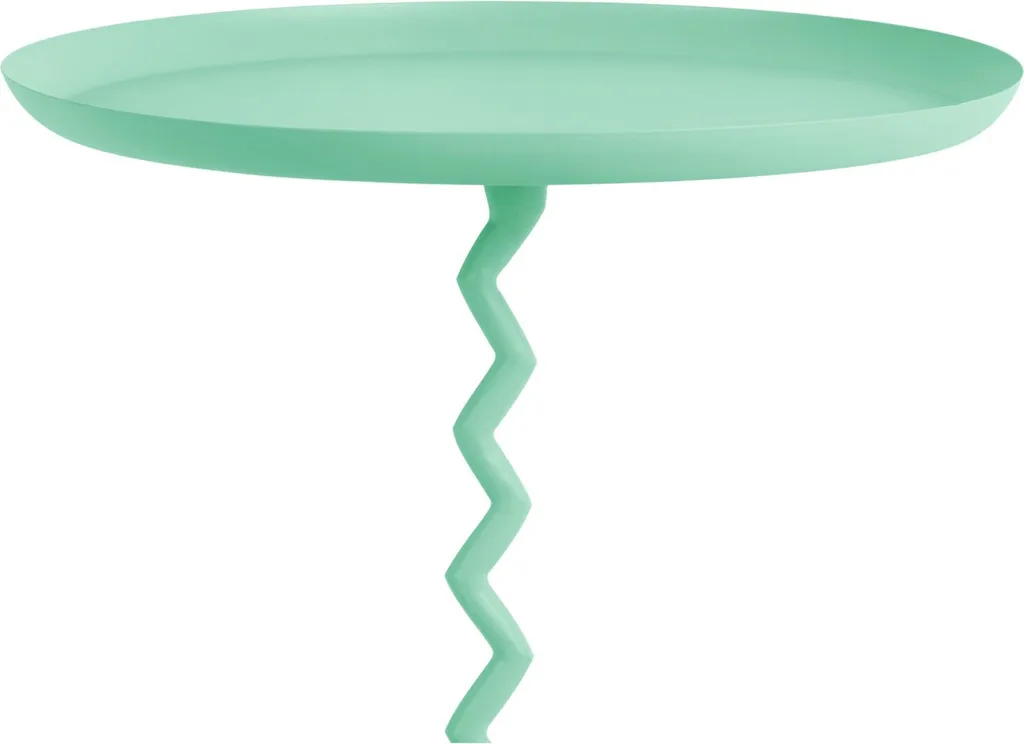 Guéridon Turquoise Zig Zag Ø44cm - Table de Chevet Originale Design - 3