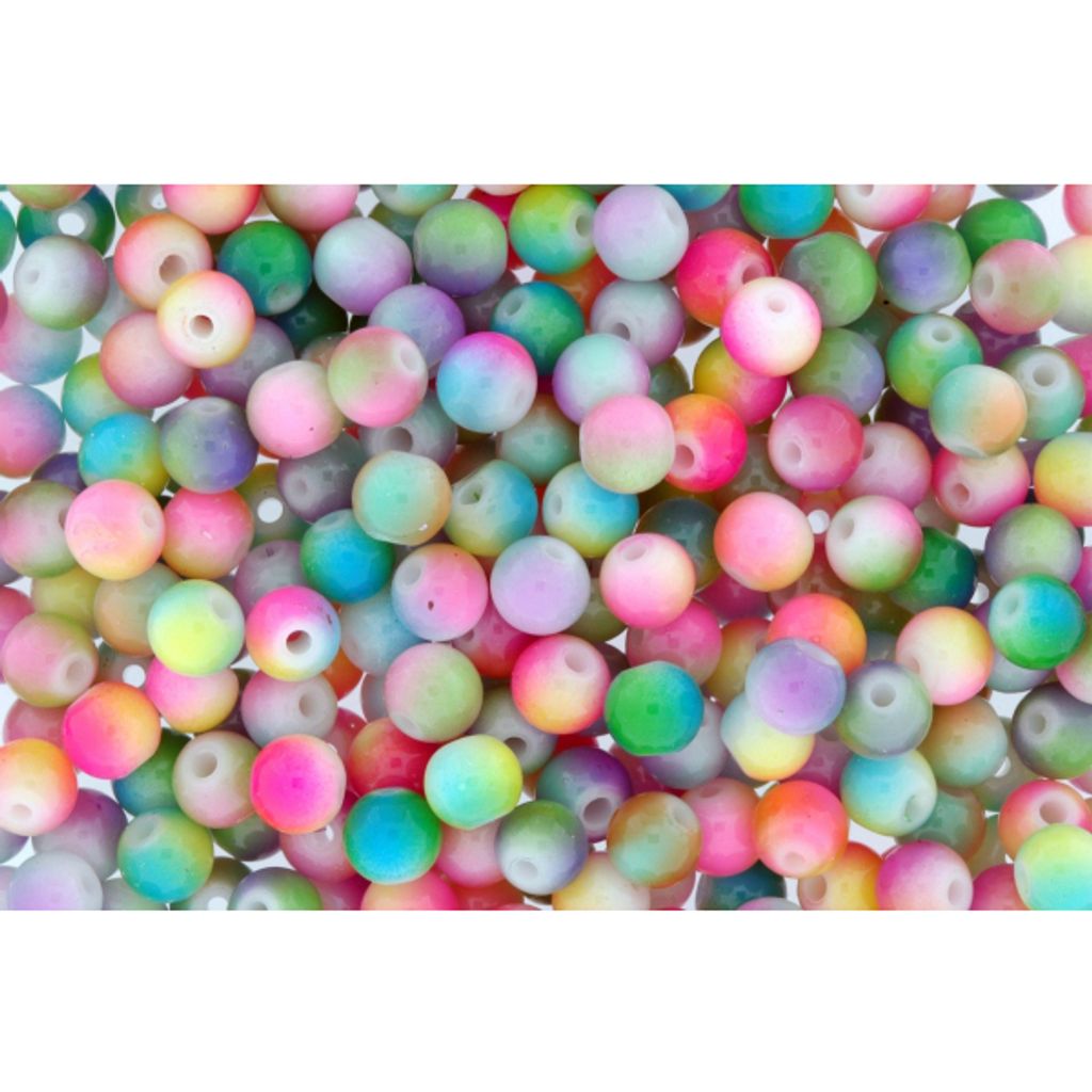Regenbogenperlen aus Glas, bunt, D: 8 mm Produktbild 