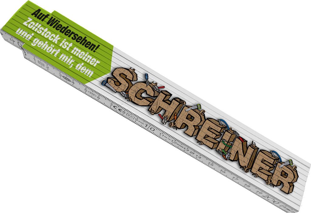 Auf Wiedersehen! Schreiner Meterstab aus Holz in weiß