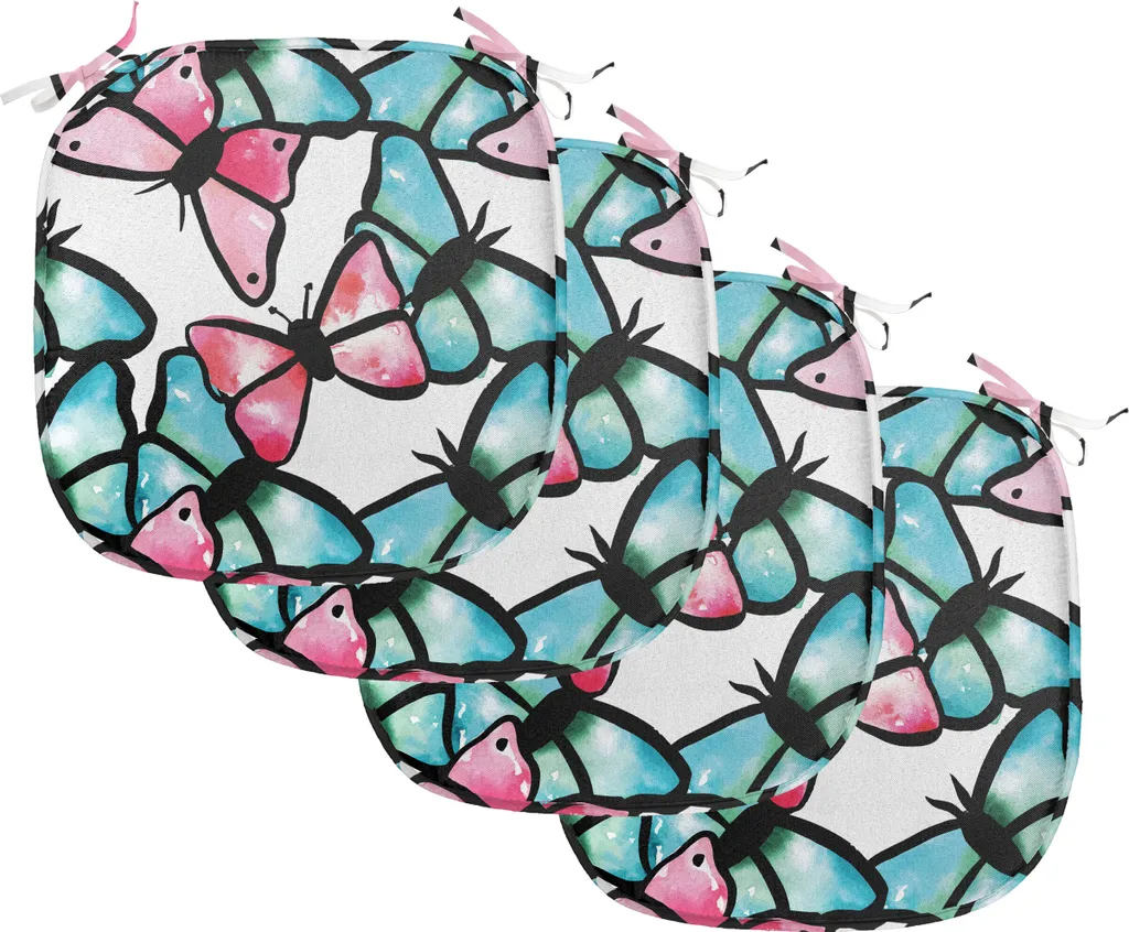 Coussin de chaise imperméable 40x40 cm - Lot de 4 galettes déco bleu rose