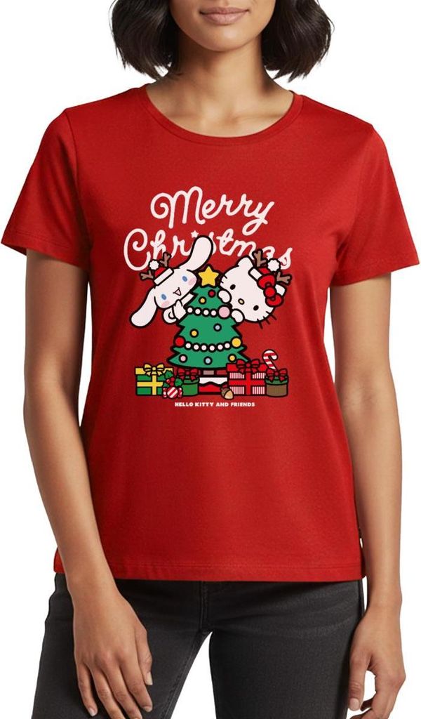 Spreadshirt Hello Kitty Und Cinnamoroll Weihnachten Frauen Premium T-Shirt, M, Rot