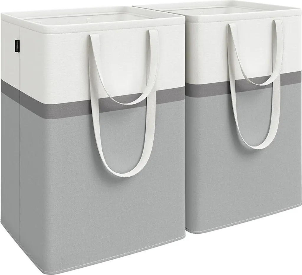 Lot de 2 paniers à linge 110L avec poignées gris tourterelle design